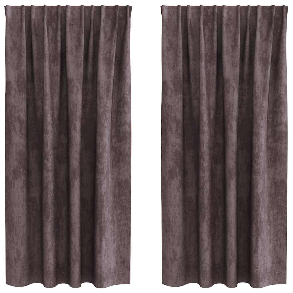 Curtain with Curtains 2 pcs Brown 175 x 140 cm Velvet